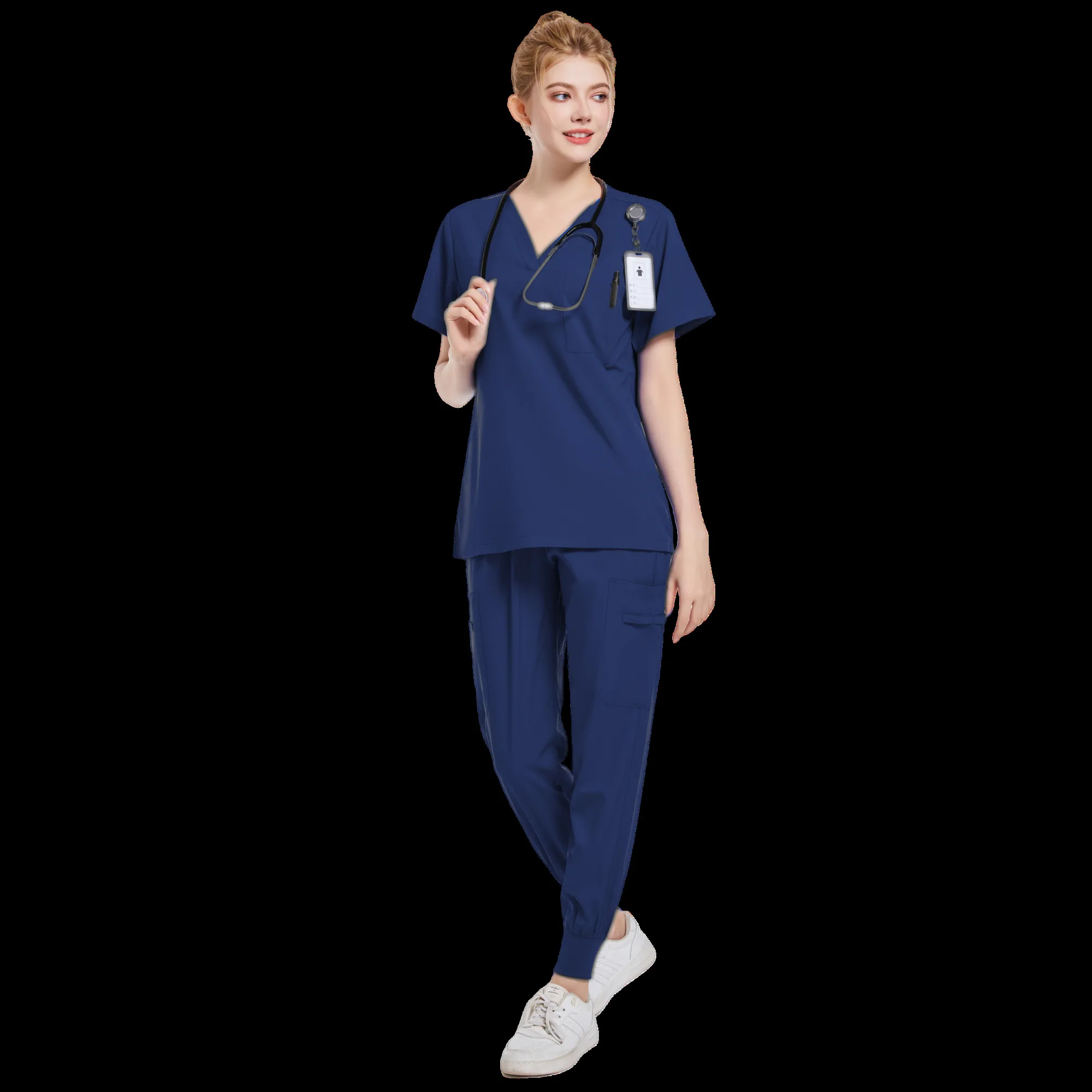 

Hospital Medical Spandex Nurse Blouse Medicale Femme Exfoliantes Spa Uniforms Work Wears For Women Scrubs Jogger Set