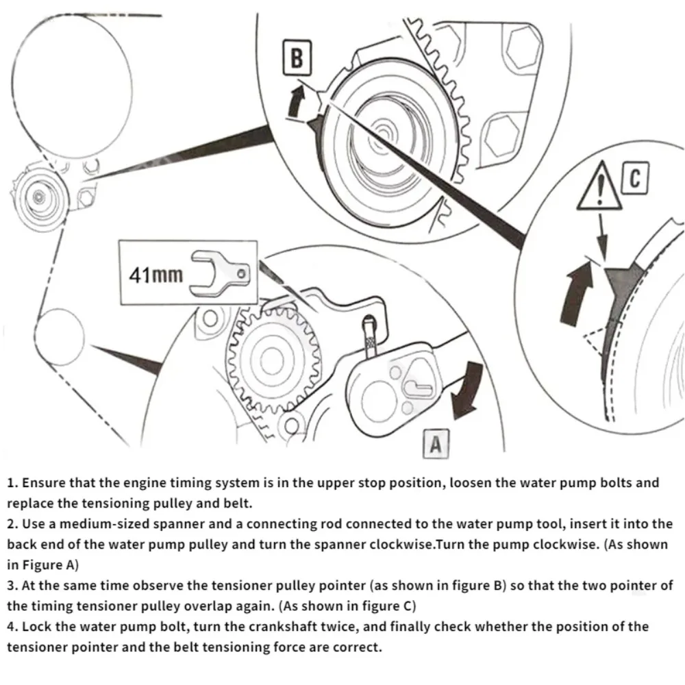 New 41/46mm Water Pump Wrench Adjustment Belt Hand Tool Disassembly Practical Removal Tool Car