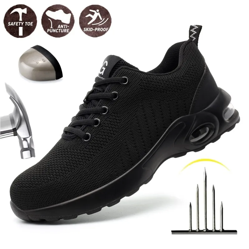 

Steel Toe Non Slip for Men Safety Work Shoes Anti-puncture Anti-smash Lightweight Breathable Indestructible Safety Shoes