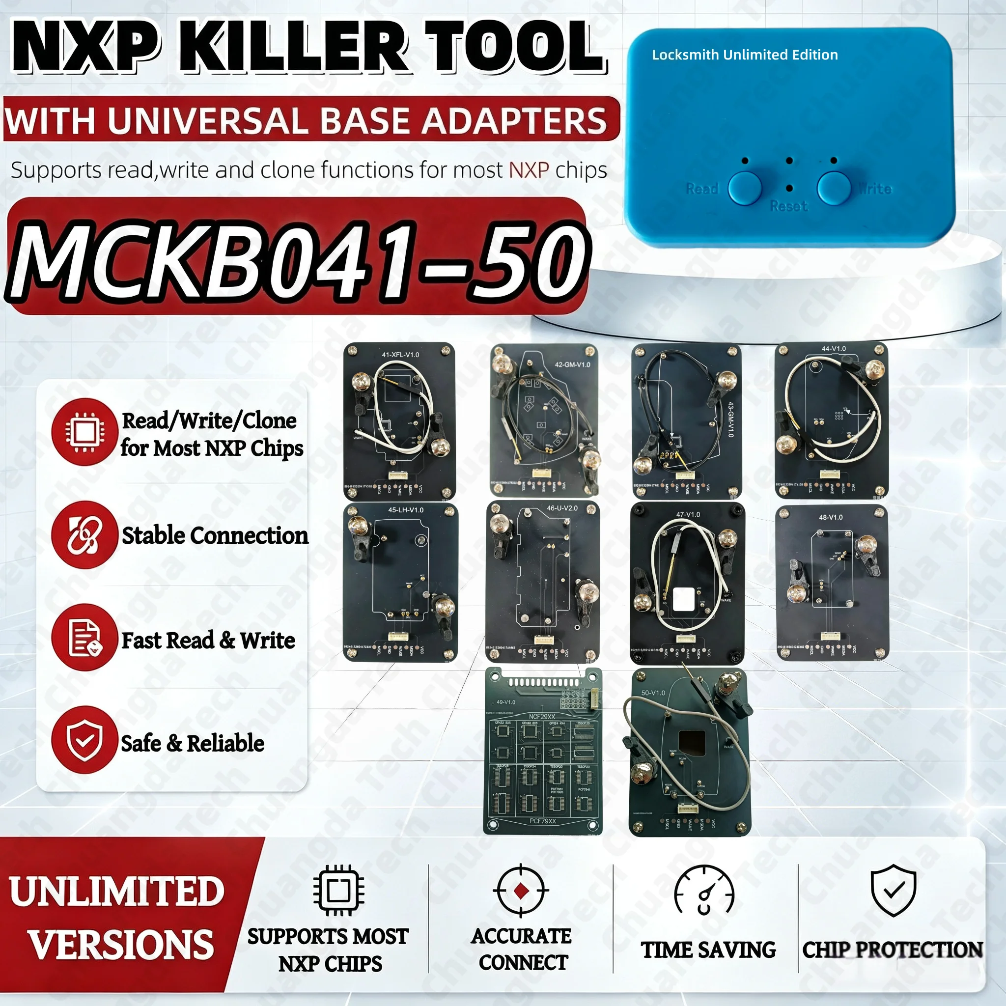 For Nxpkiller No.41-50 Adapter Compatible with Keydiy Xhorse Cg Kydz Device, No Welding Required for Reading and Writing, Programming Socket for Land Rover, Jeep, Cadillac, Honda Motorcycles