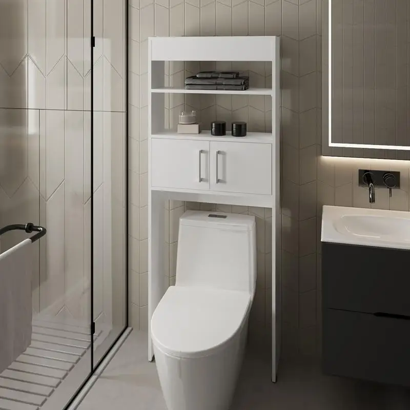

Over-the-Toilet Storage Cabinet, Bathroom Organizer, White Finish, Space-Saving Solution for Small Bathrooms