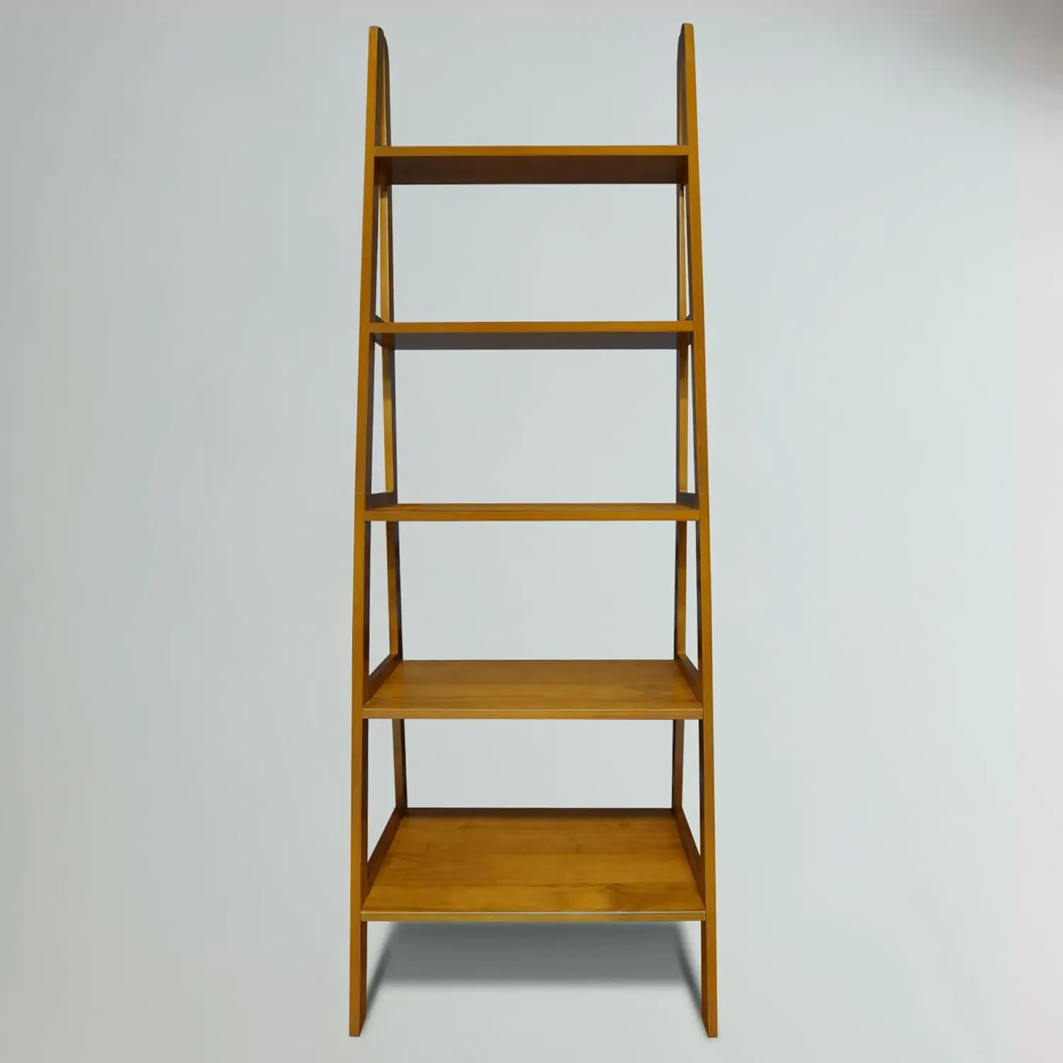 

100% Solid Wood 5-Shelf Ladder Bookcase, 24.75" W x 16" D x 72" H, Chestnut, 5-Tier Freestanding Ladder Shelf