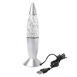 3D Rocket Multi Color Changing Lava Lamp RGB LED Glitter Night Light Gift