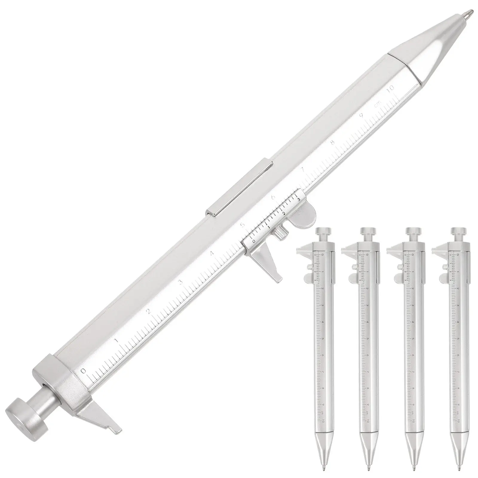 

5Pcs Engineering Caliper Pen Vernier Ruler Ballpoint Writing Tool Sturdy Non Deformable for Engineers Woodworkers Portable