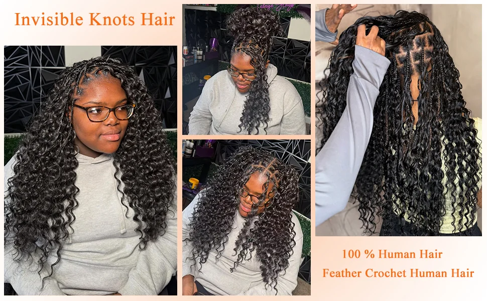 300g Feder-Häkel-Haarverlängerung aus Echthaar, knotenlose, vorgesehene Locken, 15A QVR Remy-Haar, wiederverwendbare Häkel-Haarverlängerung – Detail 2