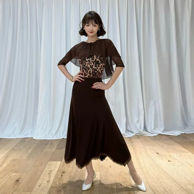 

Ballroom Dance Dress Women Performance Practice Costume Waltz Clothes Adult Dance Bodysuit Long Skirt Set Salsa Clothing