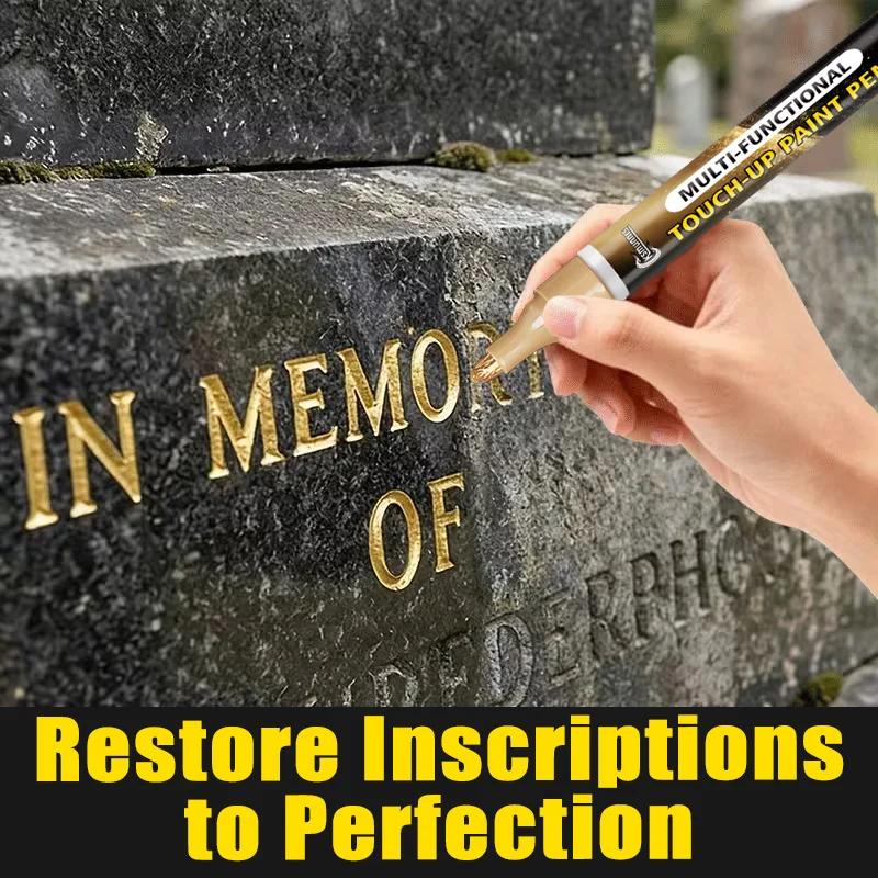 

Gold Tombstone Touch Up Pen Grave Letter Restoration Marker for Memorial Stone and Monument Text Repair