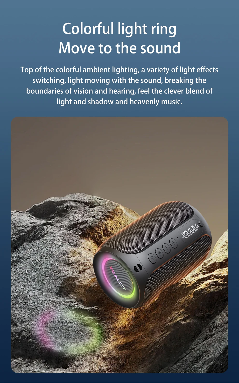 Zealot S32 Pro 15 W kabellose Lautsprecher, Dual-Pairing, 3600-mAh-Akku, 12 Stunden Spielzeit, lautes Stereo, boomender Bass. – Detail 6