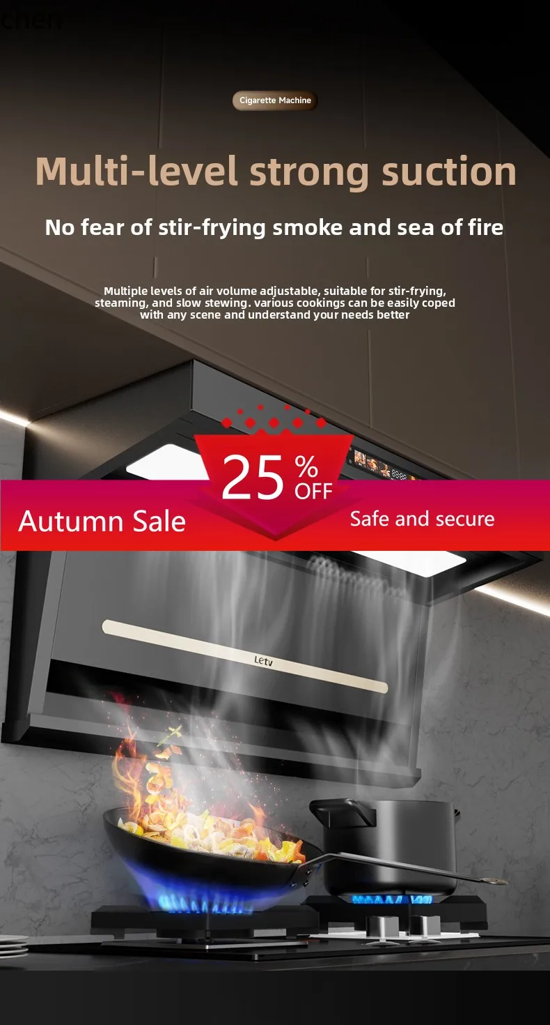

Range hood household kitchen large suction top side double range hood powerful range hood