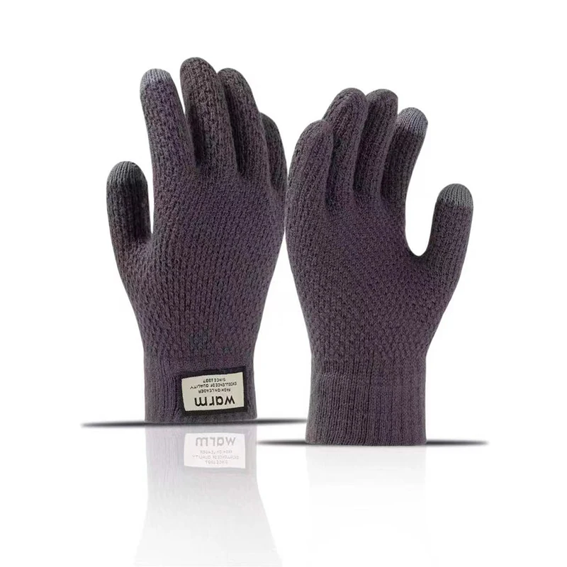 Winter Men Knitted Gloves Touch Screen Cycling Mittens Thicken Warm Wool Cashmere Solid Business Gloves Autumn Winter