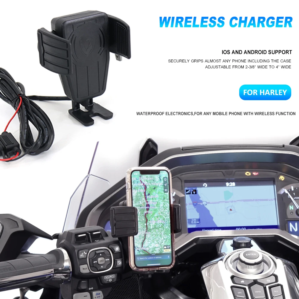 

Motorcycle 15W Wireless Phone Holder Phone GPS Mount Fast Charger Stand for Outdoor Travelling Phone Supply IOS Android Support