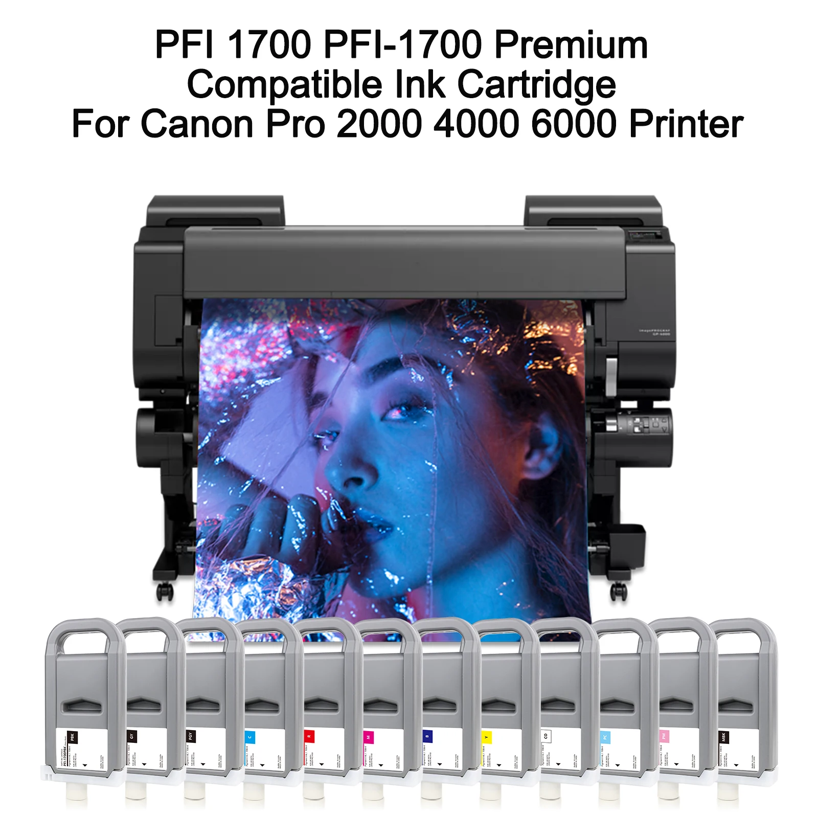 700ML PFI-1700 Compatible Ink Cartridge With Pigment Ink For Canon PRO 2000 4000 6000 PRO-6100 PRO-4000s PRO-6000s Printer