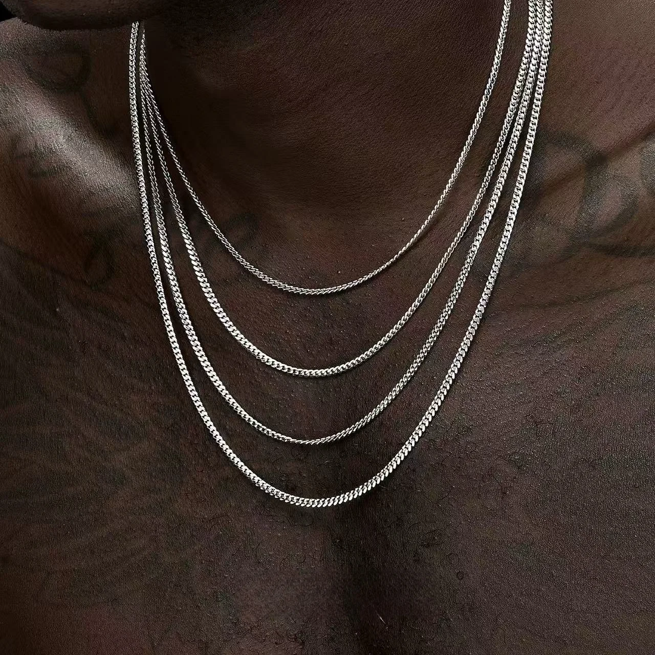 3,5 mm silberfarbene Edelstahl-Kubanerkette, Hip-Hop-Halskette für Männer, einfacher Schmuck für Frauen – Detail 1