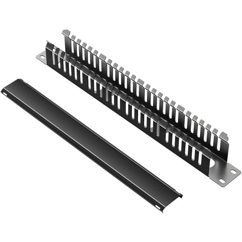 N75R-Finger Duct Wire Organizer 1U Network Cable Management Horizontal Vertical Mount 19 Inch Server Rack 24 Slot 48 Port