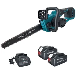 PATUOPRO 12 Inch Brushless Electric Saw Cordless Rechargeable Chainsaw Wood Cutting Woodwork Garden Tools For Makita 18V Battery