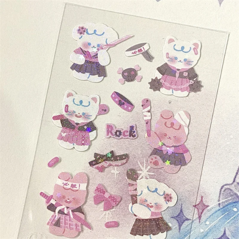 Mr. Paper 4 Styles Kawaii Animal Stickers Creative Bear Cute Rabbit Hand Account Material Decoration Stationery Stickers