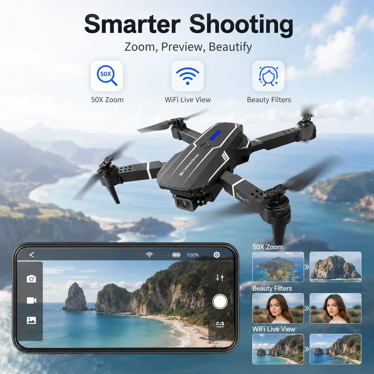 Drone pliable avec vol intelli - Drone Camera Mount avis et prix