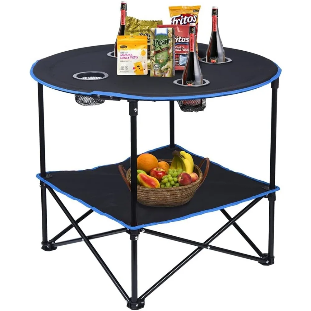 

Camping Tables That Fold Up Lightweight Portable Outdoor Table with 4 Cup Holders and Carrying Bags for Outdoor Picnic