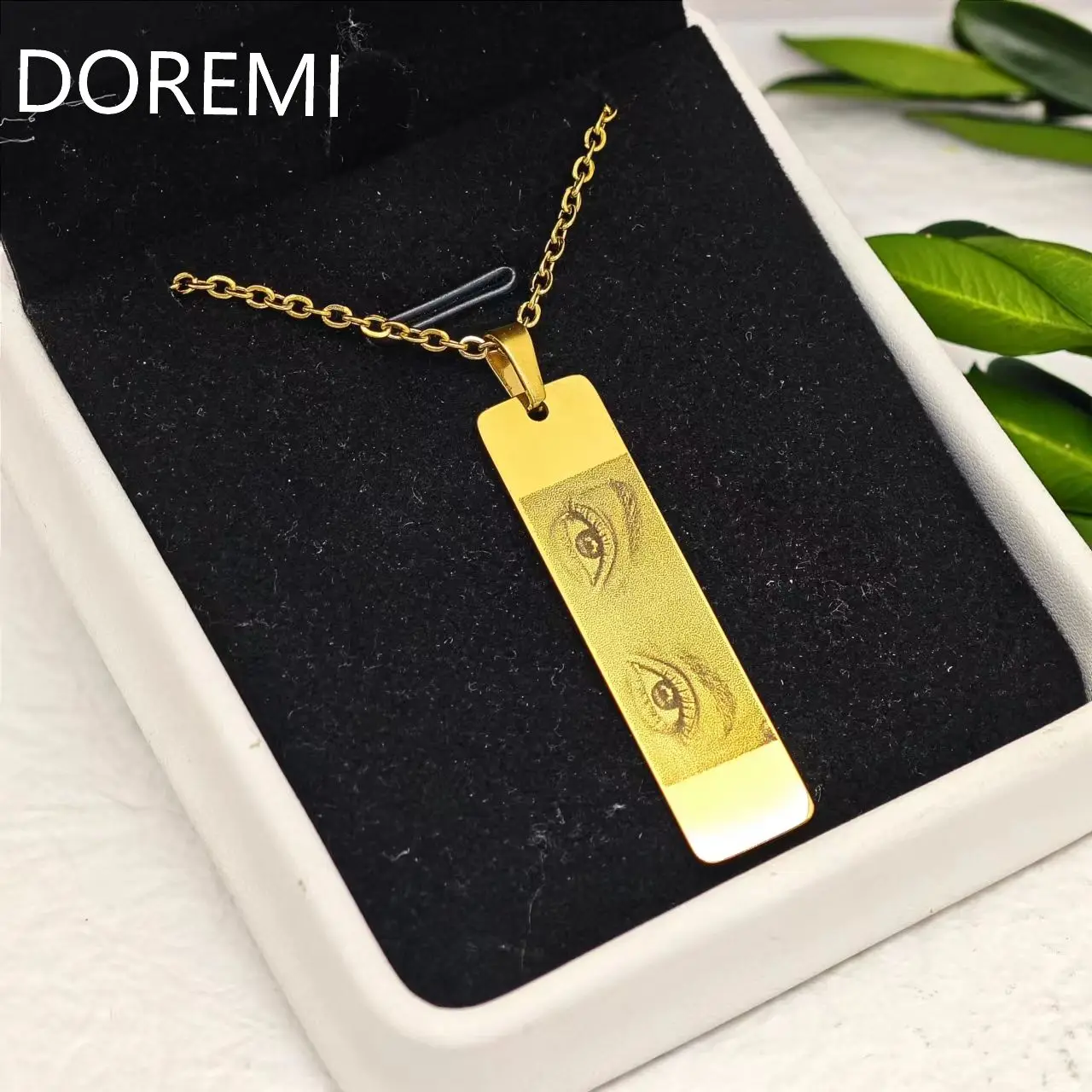 

DOREMI Personalized Eye Picture Necklace Stainless Steel Pendant Eyes Photo Couple Gift Customized Picture Eye Print Necklace