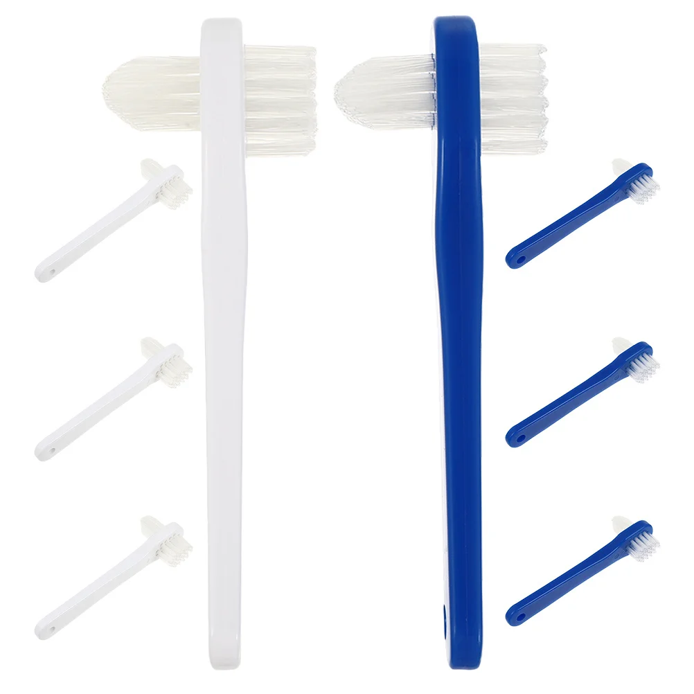 8 قطعة فرشاة أسنان بتصميم مزدوج الرأس شعيرات ناعمة لتنظيف الأسنان الكاذبة فرشاة العناية بالأسنان المحمولة #5