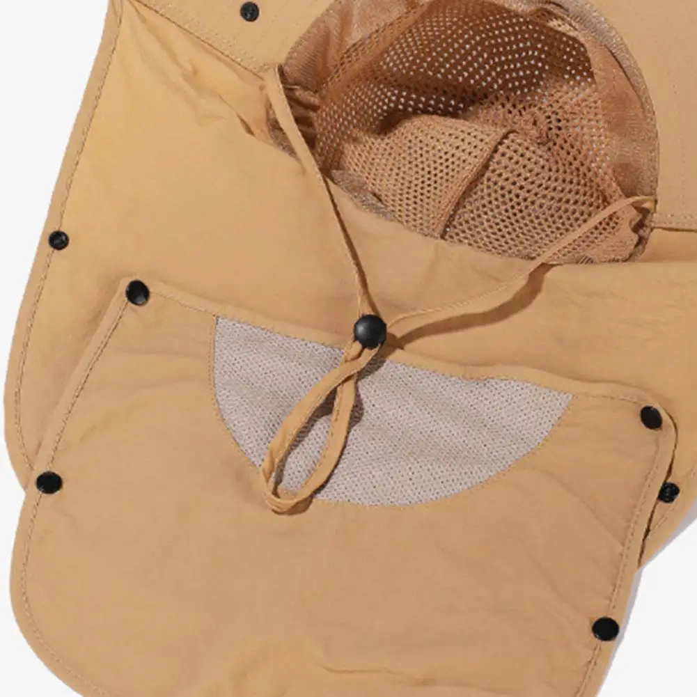 UV Protection Hat Adjustable Drawstring Bucket Hat, Outdoor Activity Hat with Shawl And Face Guard Design