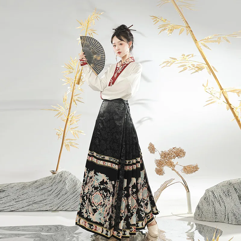 Ming Hanfu aircraft sleeve new Chinese style horse face dress tuta da pendolarismo quotidiana da donna