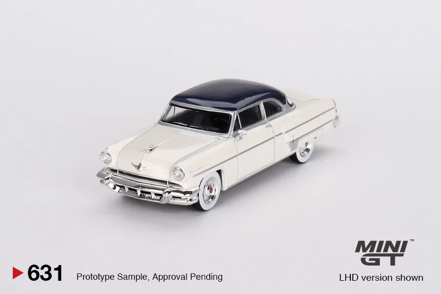 

MINI GT 1/64 Lincoln Capri 1954. Арктический белый/атлантический синий левый автомобиль, игрушки из сплава, литая под давлением металлическая модель автомобиля для детей.