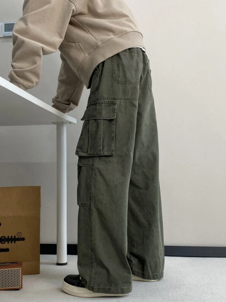 

Мужские рабочие брюки American Sle: весенне-осенние десантные брюки с плиссировкой, стильные прямые длинные брюки