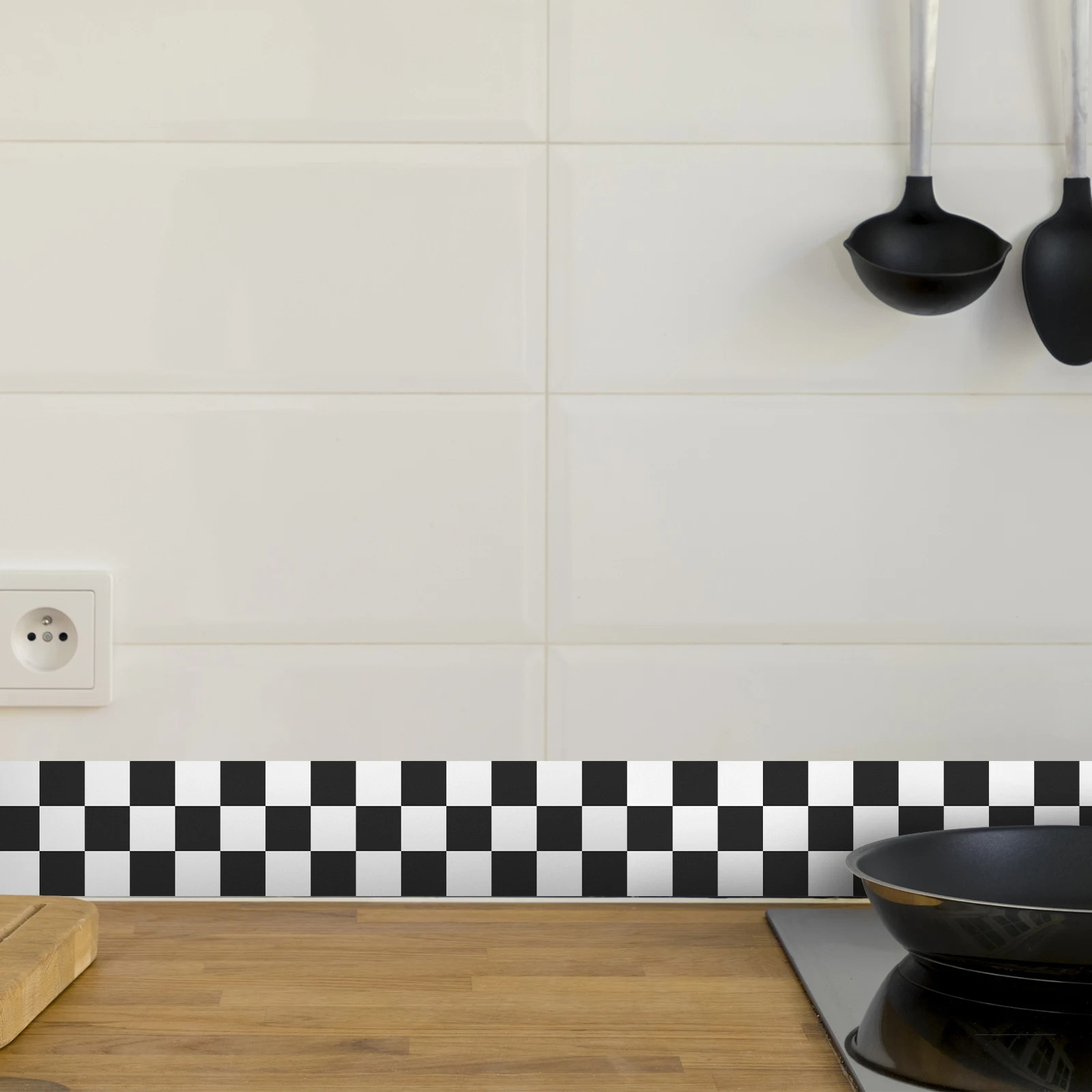 

Bathroom Wall Stickers Bulletin Board Borders PVC Strips Edge Trim Eucalyptus Checkered Stickers Secure Attachment Adapt