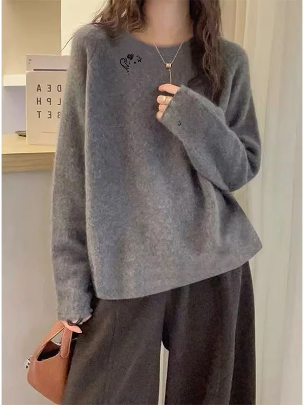 

Утепленная женская футболка из немецкого бархата с длинным рукавом и круглым вырезом, осенне-зимняя, свободного кроя, базовая, для женщин