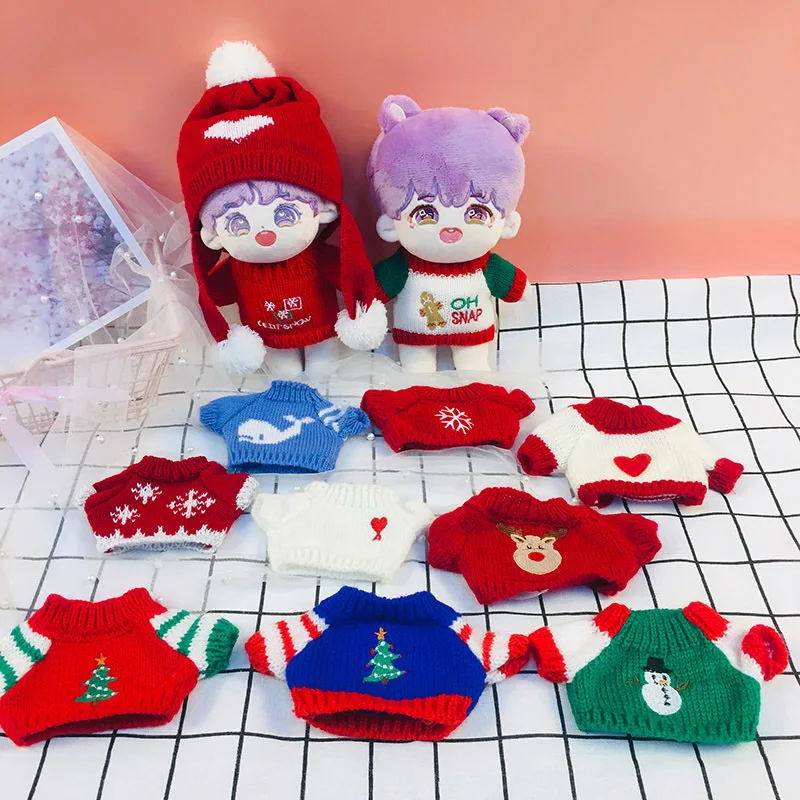 20cm Doll Clothes for Idol Dolls Sweater Outfit Christmas Scarf Hat Accessories Pant Suit for Star Baby Dolls Toys Children Gift