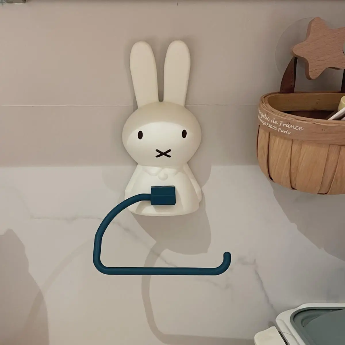 Miffy Multifunctional Bathroom Tissue Holder Cute Non-Perforated Toilet Paper Roll Storage Clip Practical Towel Rack Home Decor view 3