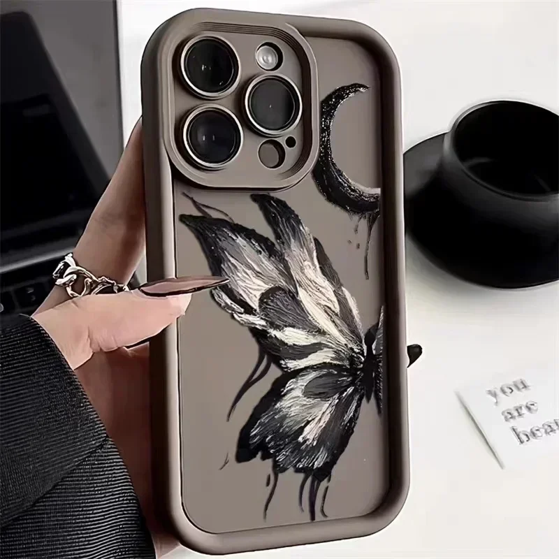 Art Oil Painting Butterfly Soft Case for IPhone 16 14 13 12 11 Pro 7 8 Plus Se 2 3 X XR XS Max Cover for IPhone 15 Pro Max Cases