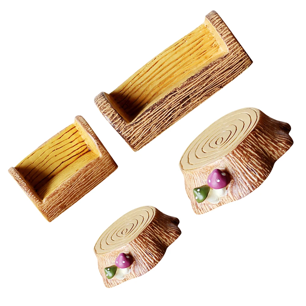 

Resin Tree Stump Miniatures Durable Bright Colors Micro L Accessories Stump Decoration Mini Garden nament