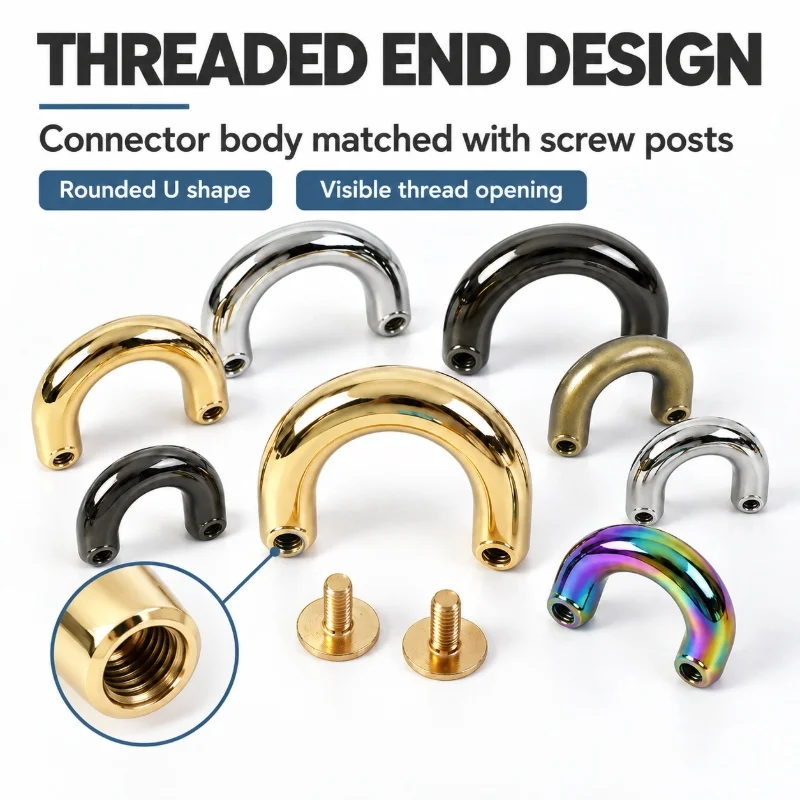 5/10/20Pcs 9x16-20x19mm Metal Arch Bridge Buckle D Ring Stud Connector for Handbag Strap Anchor Handle Webbing Repair Hardware