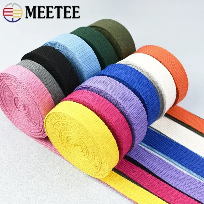 10Meters 20/25/32/38/50mm Cotton Webbing 1.3mm Thick Canvas Bag Strap Backpack Band Clothes Ribbon Tape DIY Sewing Accessories