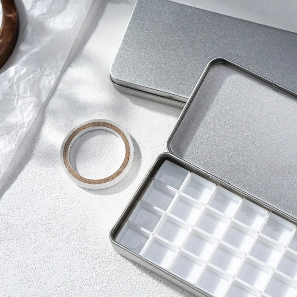 Silver Color Watercolor Portioning Box Portable Detachable Paint Tray Tin Box 36 Grids Watercolor Paint Case Painting Tool