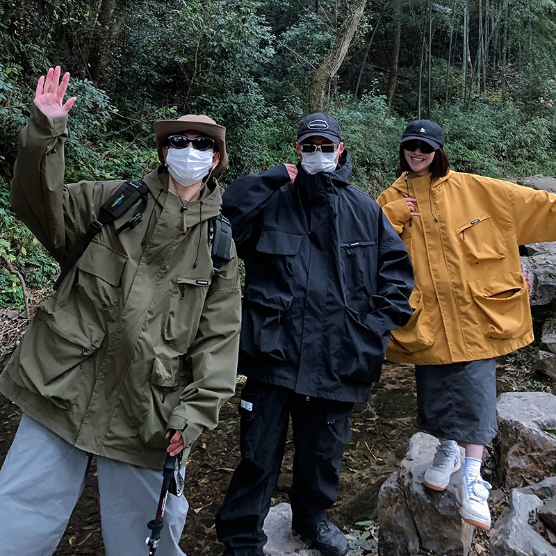 

Мужская уличная куртка для альпинизма, водонепроницаемая рабочая одежда, весна-осень, большие размеры, с декоративной молнией, полиэстер, повседневный стиль