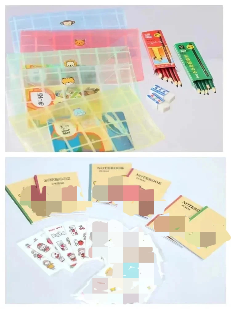 Dollhouse Mini Cartoon Picture Book Stickers Color Schoolbag Cartoon Notebook Pencil Award Calendar Computer Miniatures Clay Set