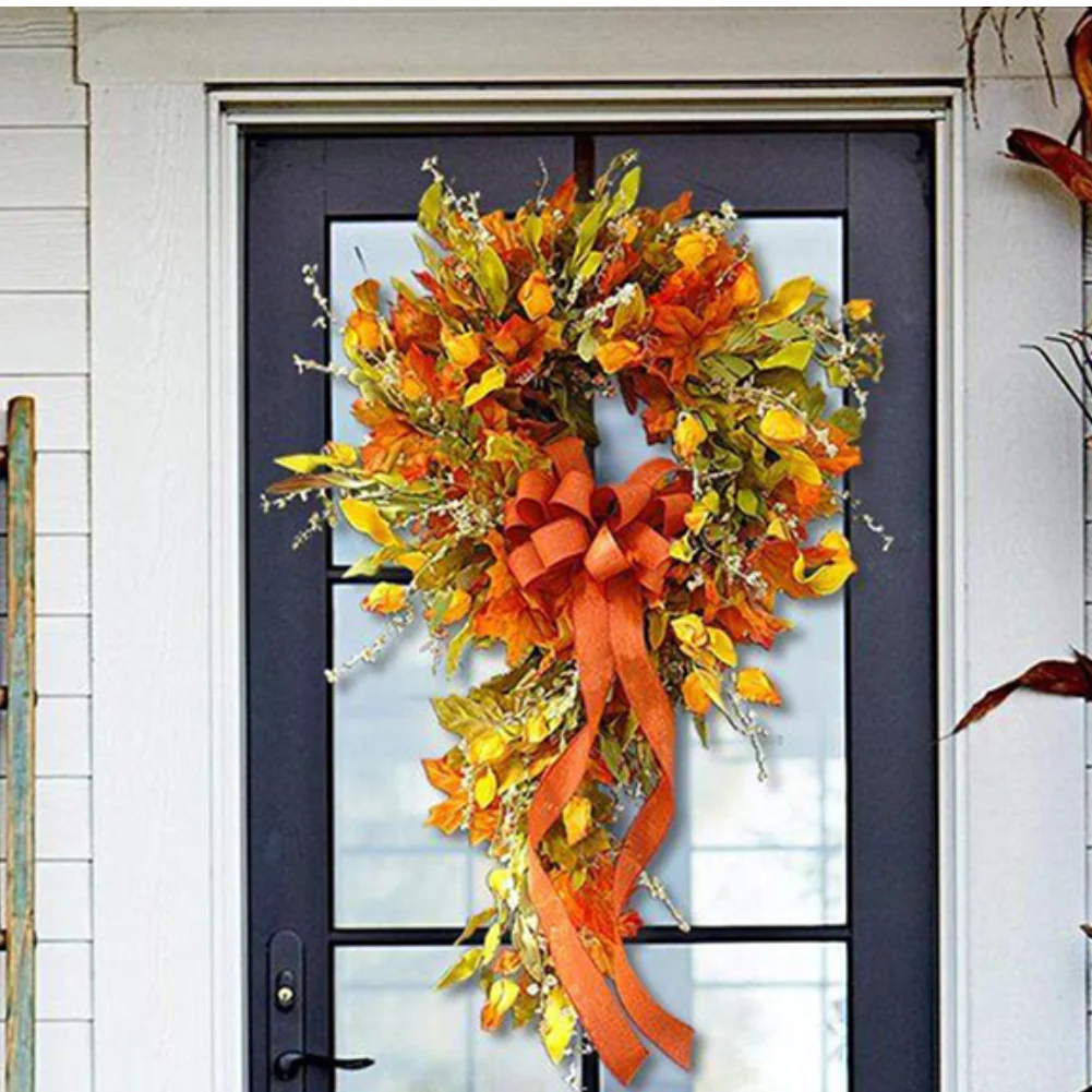 30x60 سنتيمتر الشكر مزرعة إكليل الخريف المشهد ديكور مابل ليف إكليل اصطناعي مثالي للمنزل والمطعم #3