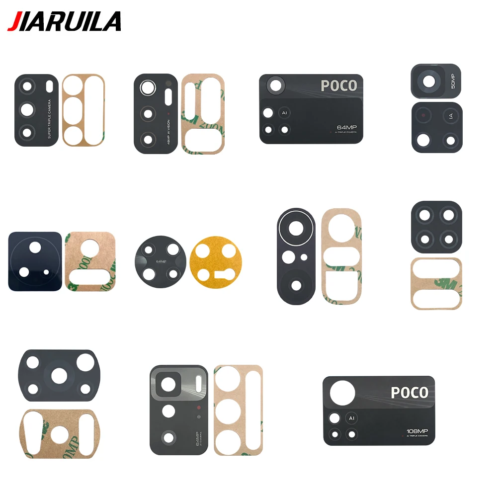 10Pcs Back Camera Glass Lens For Xiaomi Mi Poco X4 X3 F3 F4 F2 C3 M4 Pro 5G M3 Rear Camera Glass Lens With Adhesive Sticker+Tool
