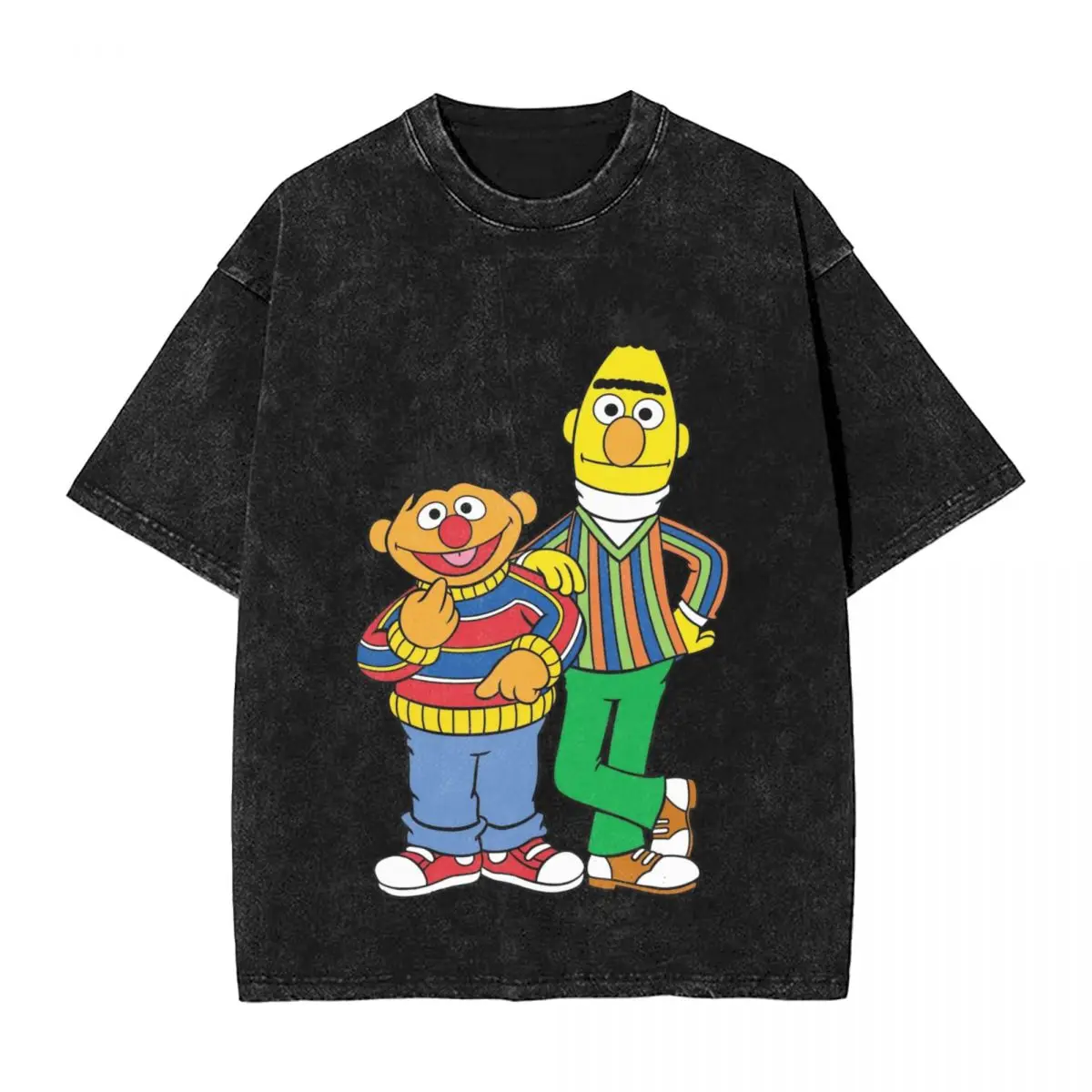 Washed T Shirt Sesame Street Friends Novelty T-Shirt Oversize Streetwear Short Sleeve Summer Tops for Men Women Tee Shirt