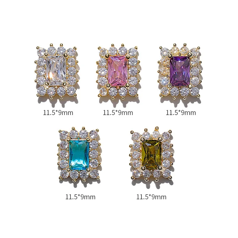 Wotobuy Enhancements Color Zirconium Jewelry Wholesale 2023 New Rectangular Color Diamond Crystal Gem Diamond Nail Decoration