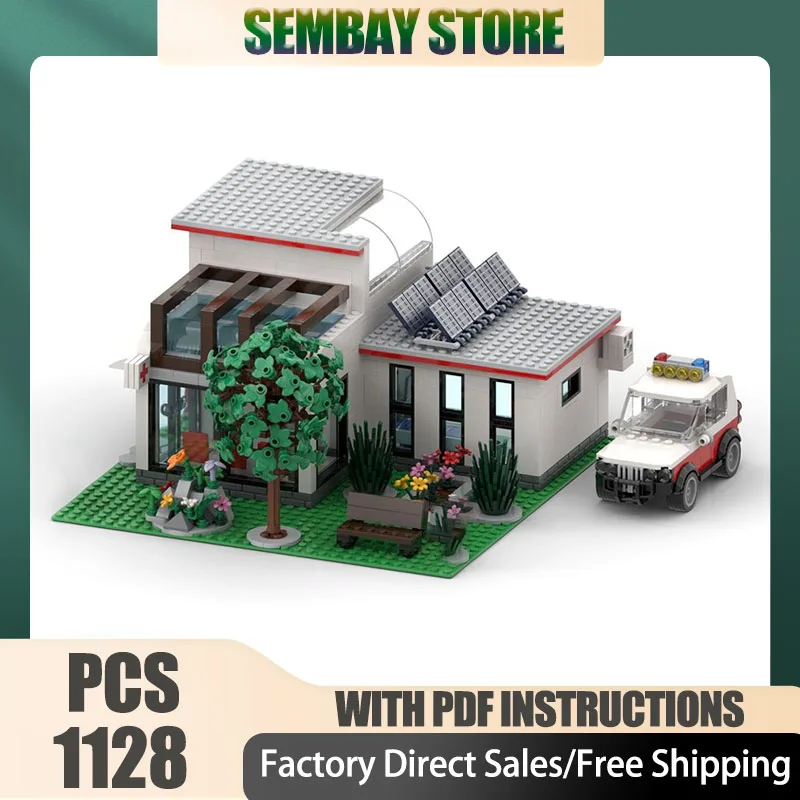 

City Street View Moc Building Brick Modular Paramedic Unit - Hospital Model Technology Block Christmas DIY Toy Construction Gift