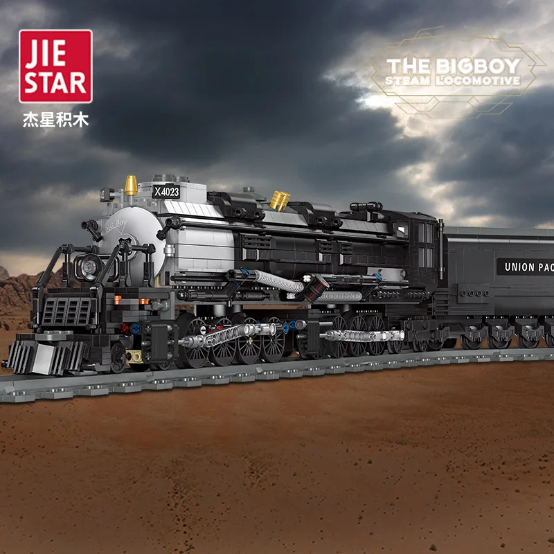 Bigboy-bloques de construcción de tren de locomotora de vapor, modelo de ciudad, bloques Retro, módulo creativo MOC, juguetes de piezas para niños, regalos para niños, 1608