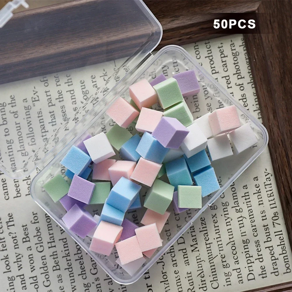 Small Cube Nail Blending Sponge Set, Pastel Pink Purple Green Gradient Foam Sponges, Easy DIY Ombre & Blush Nail Design Tool