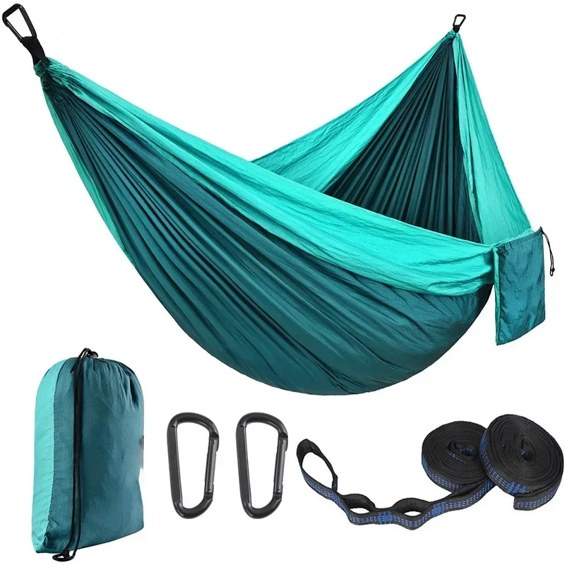 

Portable Parachute Hammock with Hammock Straps and Black Carabiner Single Person for Outdoor Camping Hiking Survival Travel