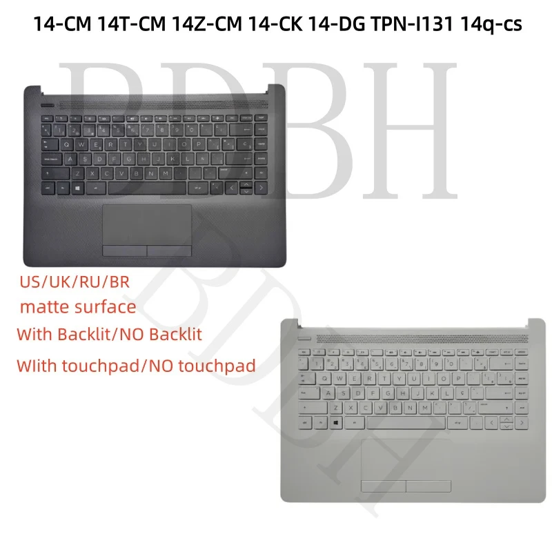 For HP 14-CM 14T-CM 14Z-CM 14-CK 14-DG TPN-I131 14q-cs US UK RU BR Top Case Palmrest Lower Bottom Cover