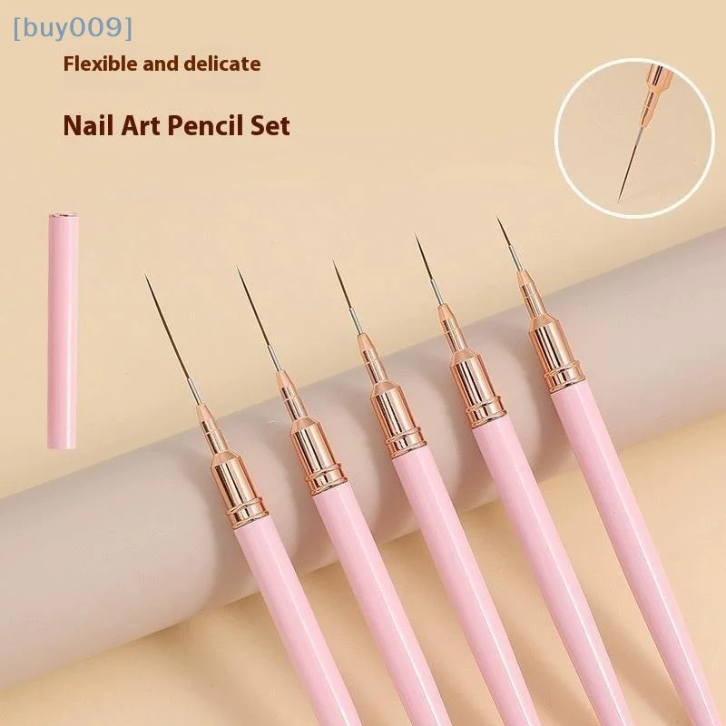 5개 네일 아트 라이너 브러쉬 세트 UV 젤 네일 브러쉬 키트 프렌치 스트라이프 라인 페인팅 드로잉 플라워 펜 전문 매니큐어 도구