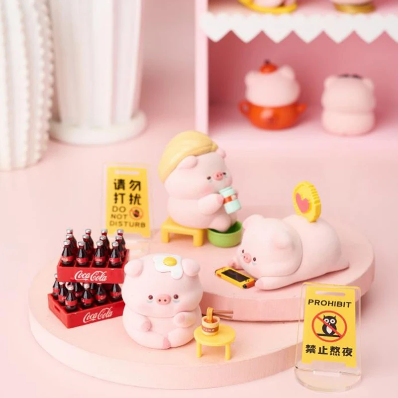 Lucky Pig Stay Up All Night Pig Log Series Blind Box Guess Bag Mystery Box Toys Doll Cute Anime Figure Desktop Ornaments Gift